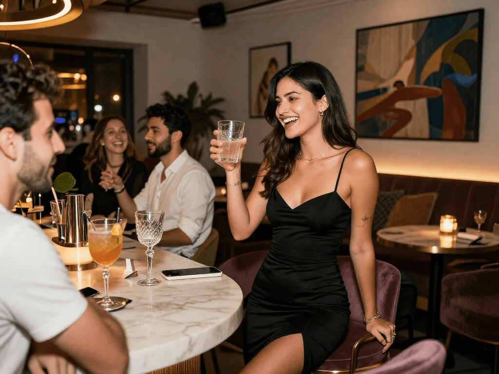 Beylikdüzü escort, şık bir barda etkileşimde bulunurken, lüks bir atmosferde samimi bir akşam geçiriyor.